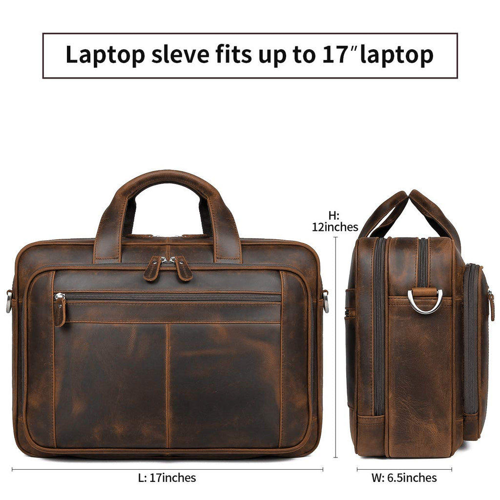 Leather 16" Laptop Briefcase with Luggage Strap C194178