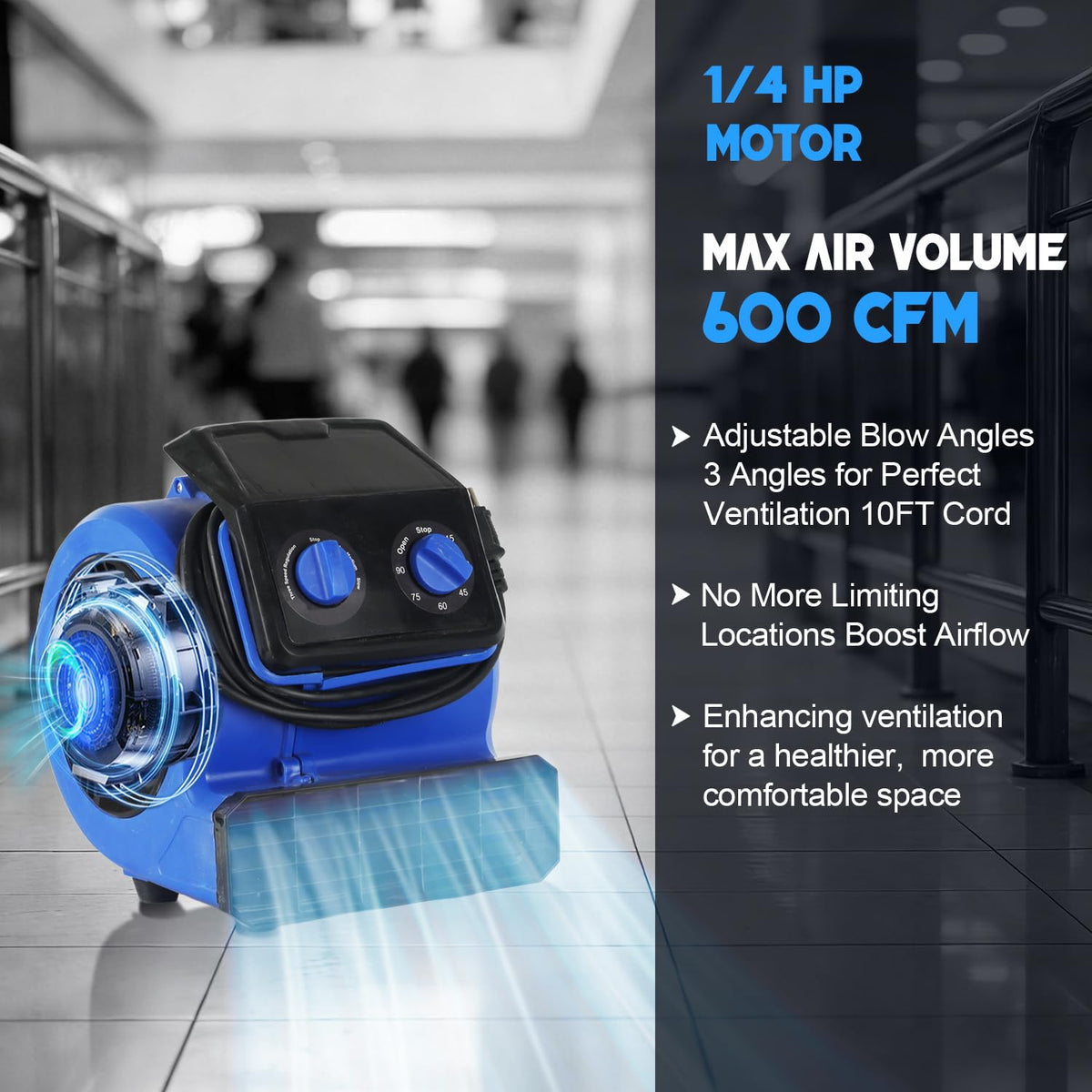 1/4HP 600CFM 3 Speeds Air Mover Fan X17487
