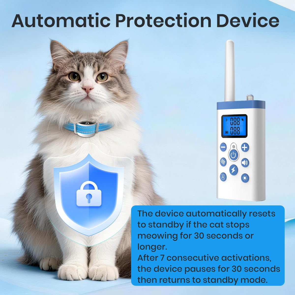 Lightweight Cat Training Collar with Remote, 4 Modes, IP67 Waterproof, Rechargeable W14084