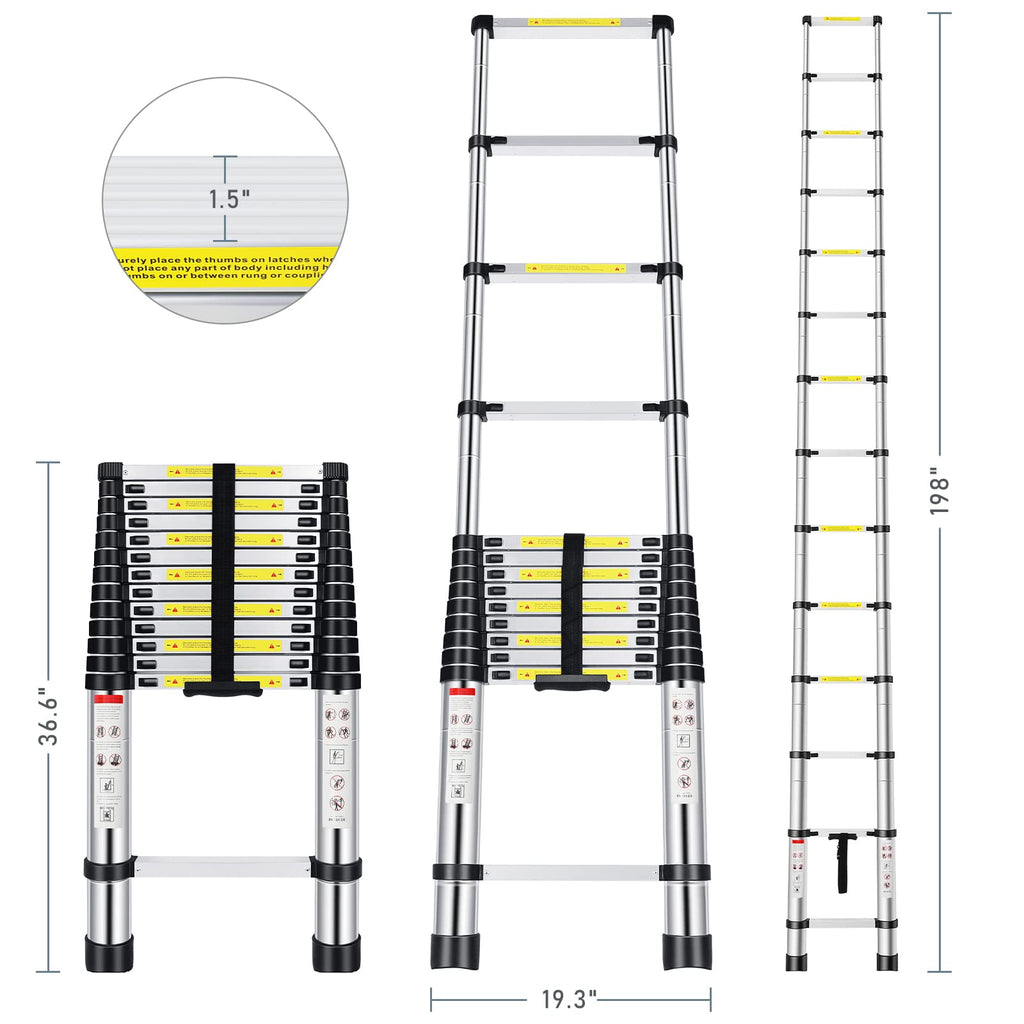 16.5FT Aluminum Telescoping Ladder 330 lbs O490136