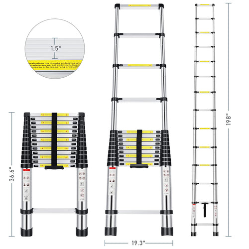 16.5FT Aluminum Telescoping Ladder 330 lbs O490136
