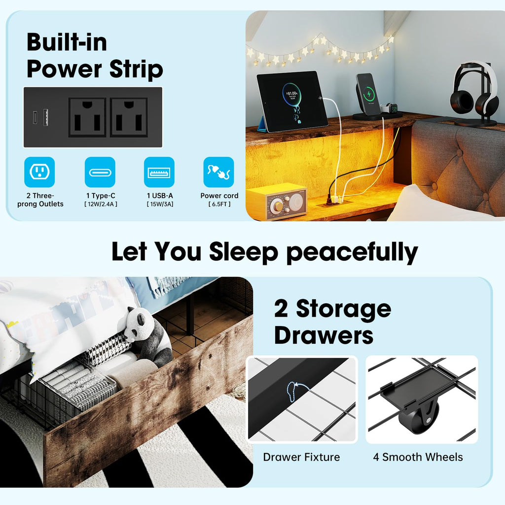 Twin Size Corner Bed Frame with Storage Bookcase J7869