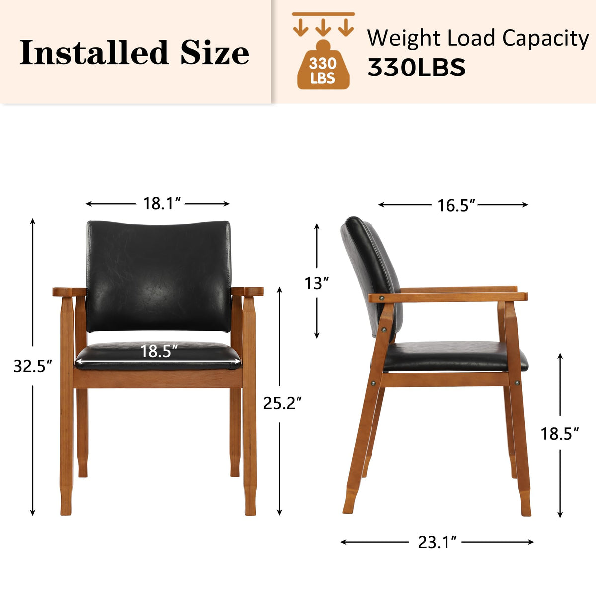 Black PU Leather Dining Chairs Set of 4 E4414