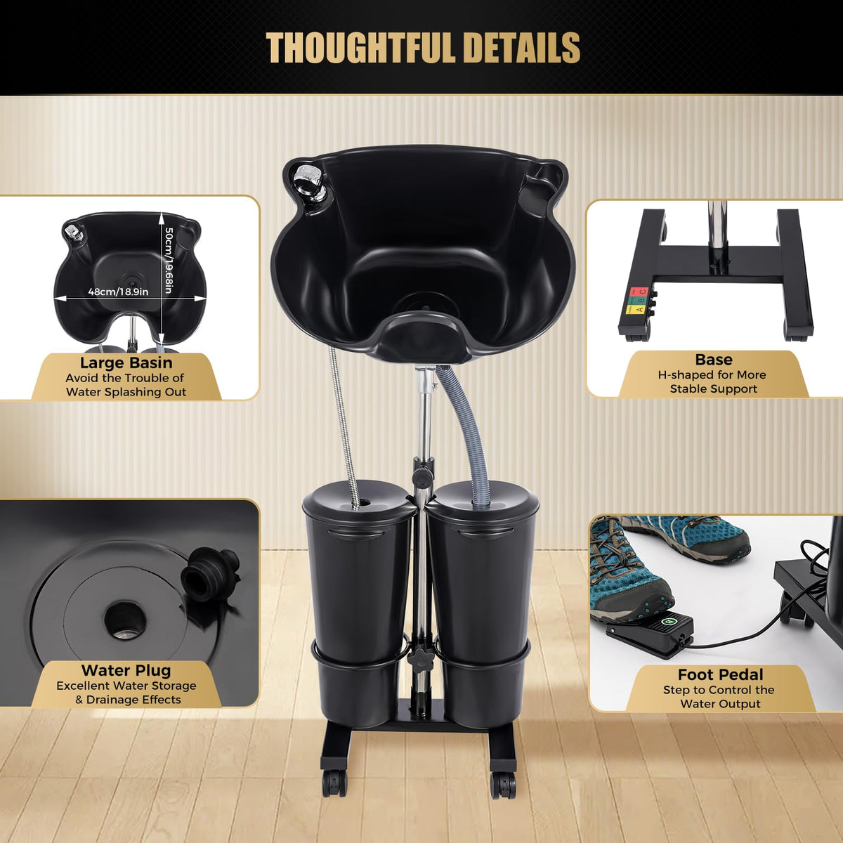 Portable Salon Shampoo Sink Basin with Electric Pump B286