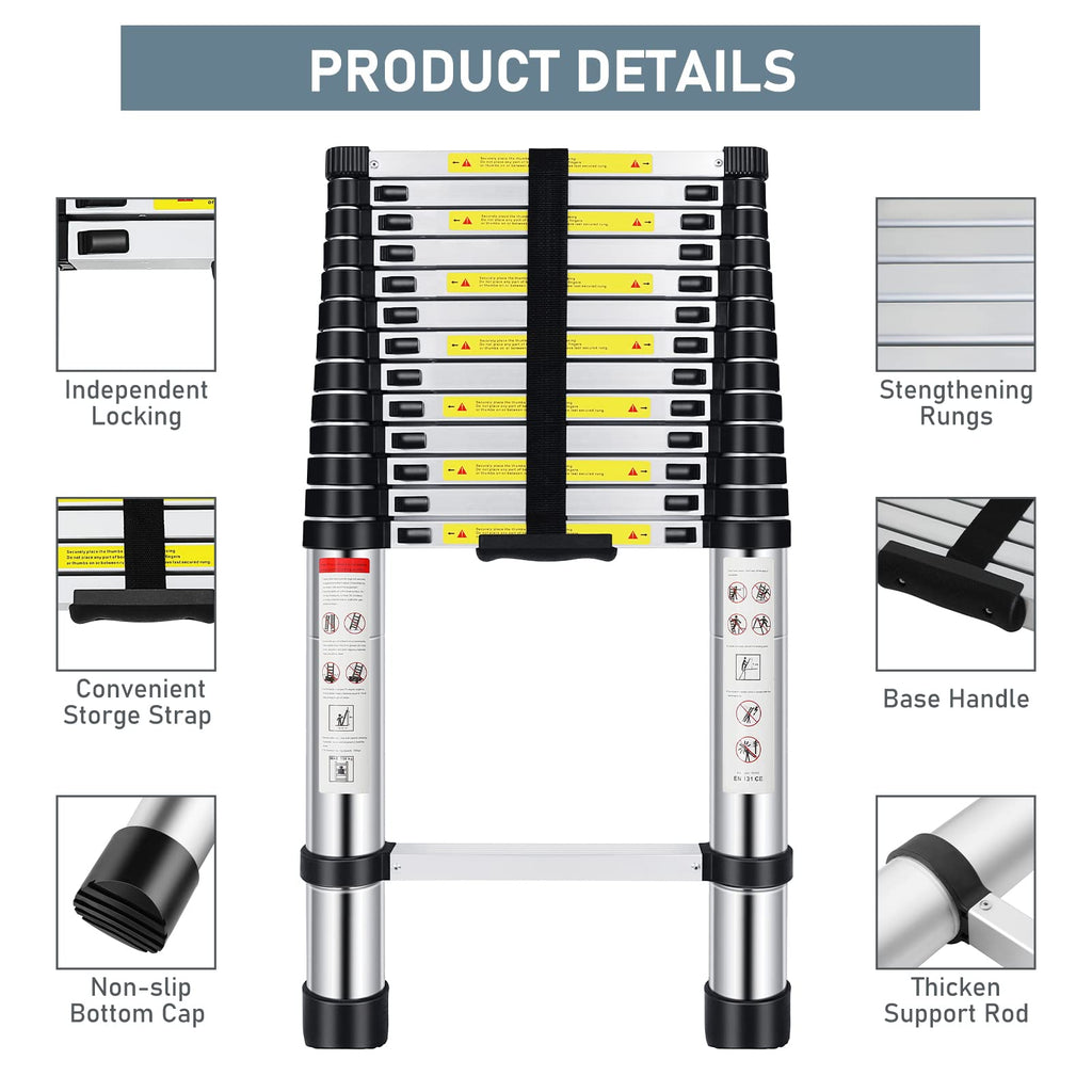 16.5FT Aluminum Telescoping Ladder 330 lbs O490136