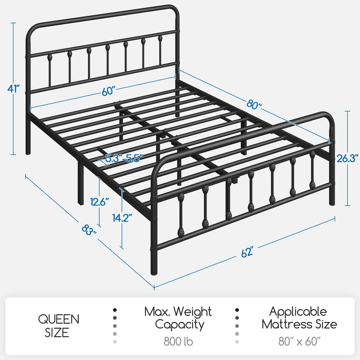 Queen Metal Platform Bed Frame R54915