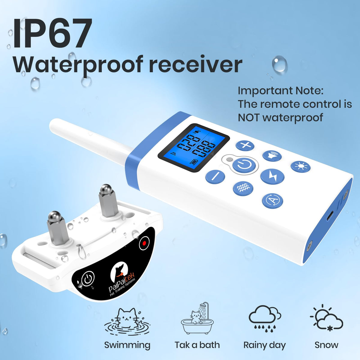 Lightweight Cat Training Collar with Remote, 4 Modes, IP67 Waterproof, Rechargeable W14084