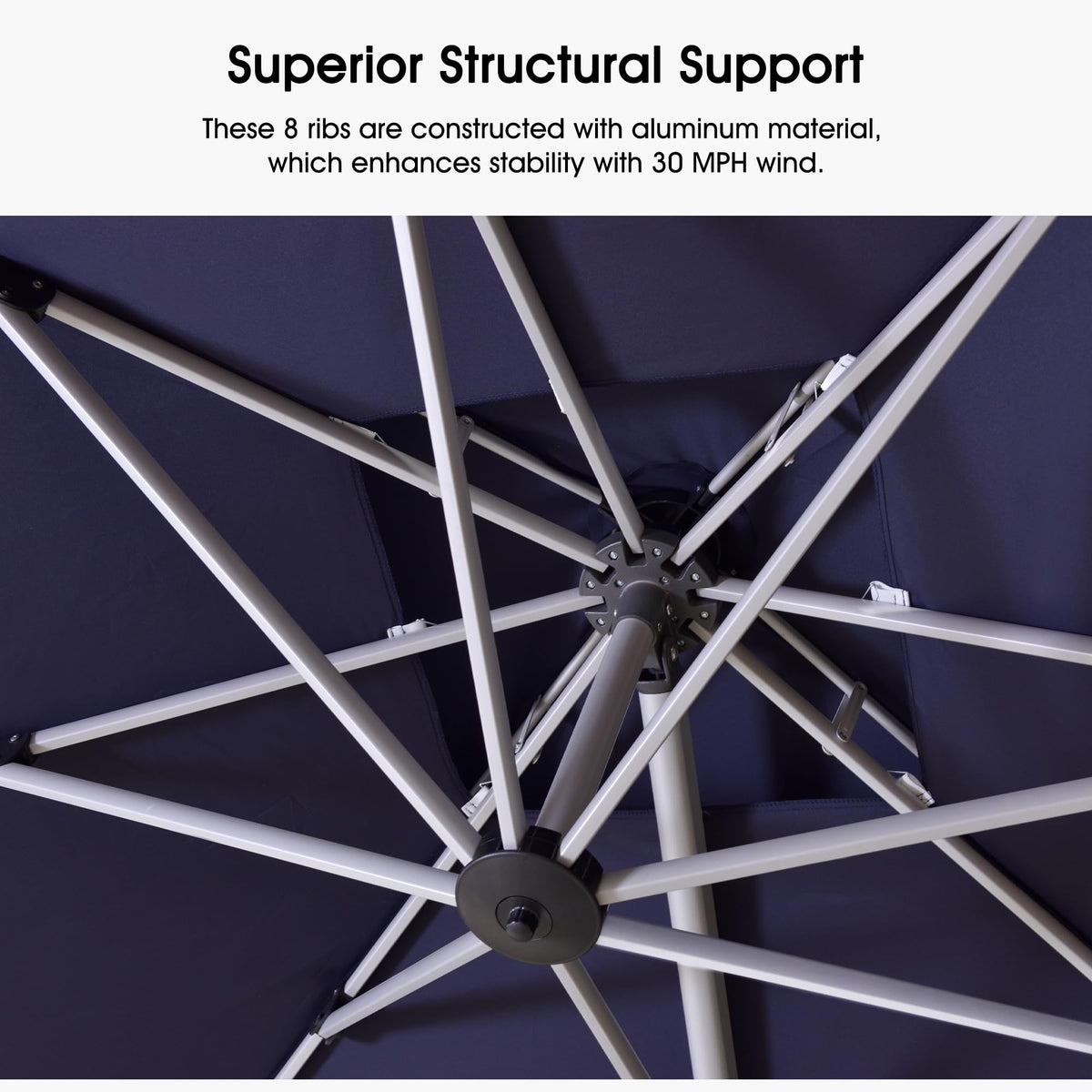 Navy Blue 10 FT Cantilever Patio Umbrella with Base J93766