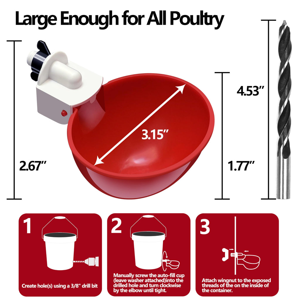 16 Pack Poultry Waterer Cups with Mounting Hole Opener N6265