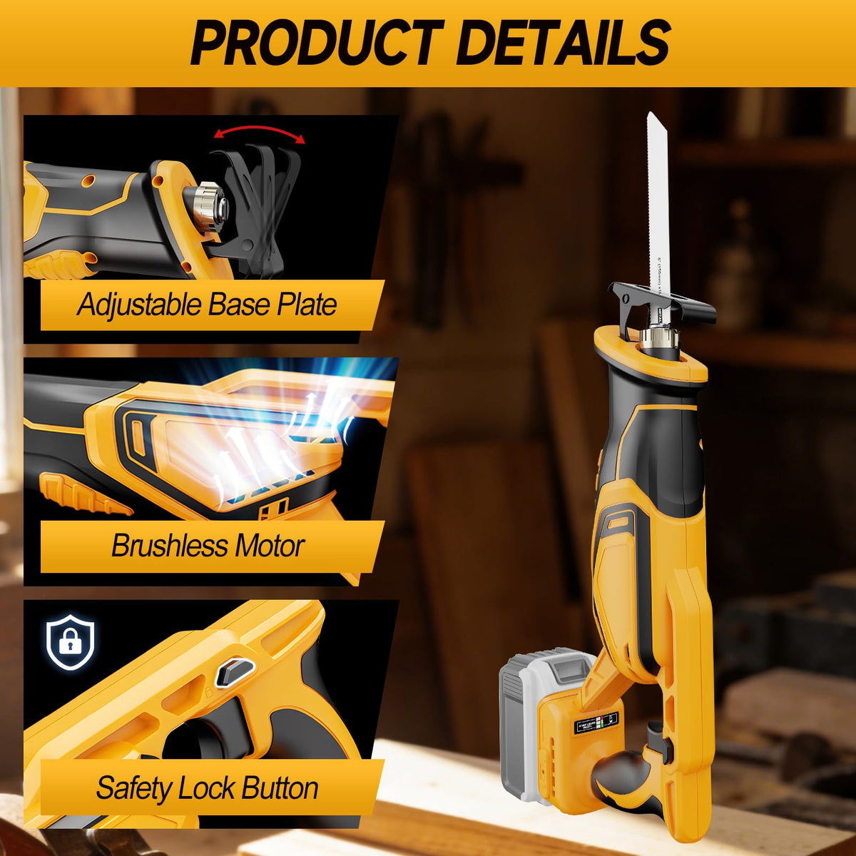 Cordless Brushless Reciprocating Saw with 8 Blades T103588