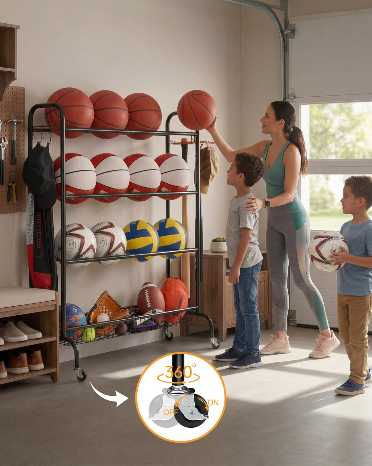 4 Tier Basketball Rack with Wheels M85037