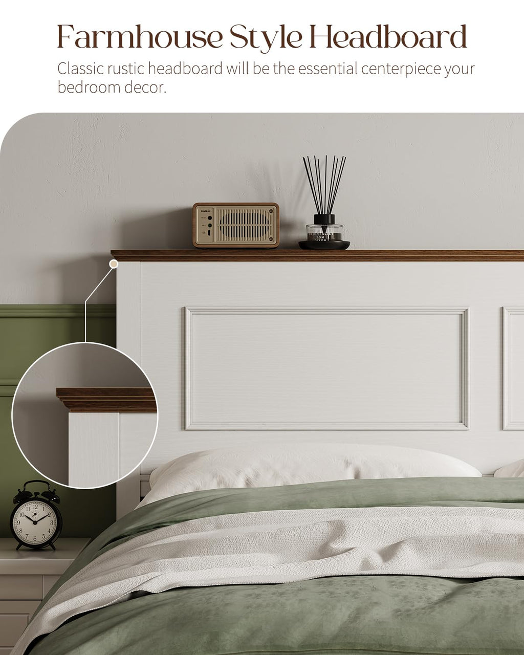 Full Size Platform Bed Frame with Headboard H139