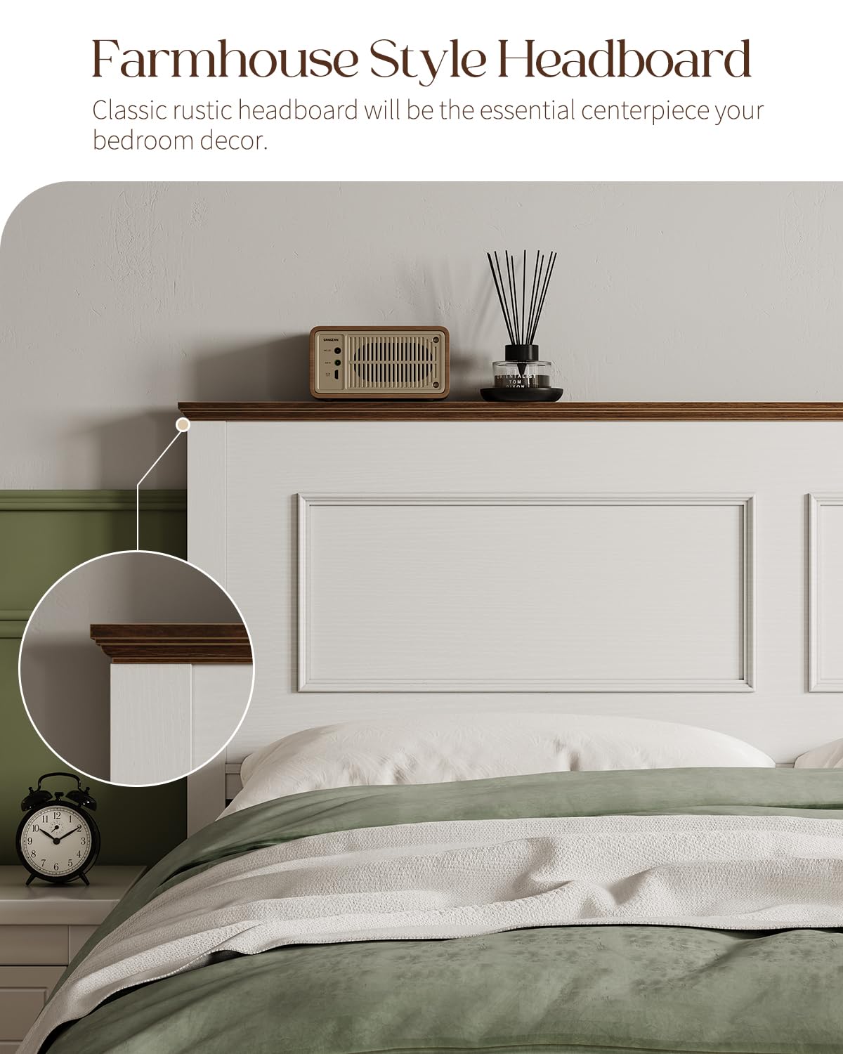 Full Size Platform Bed Frame with Headboard H139