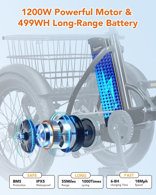 1200W Folding 3 Wheel Electric Trike N632020