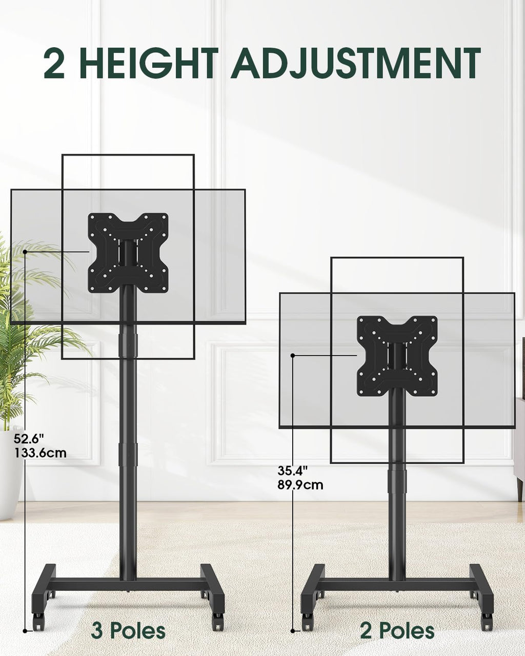 Black Rolling TV Stand for 13-50 inch Screens Z881