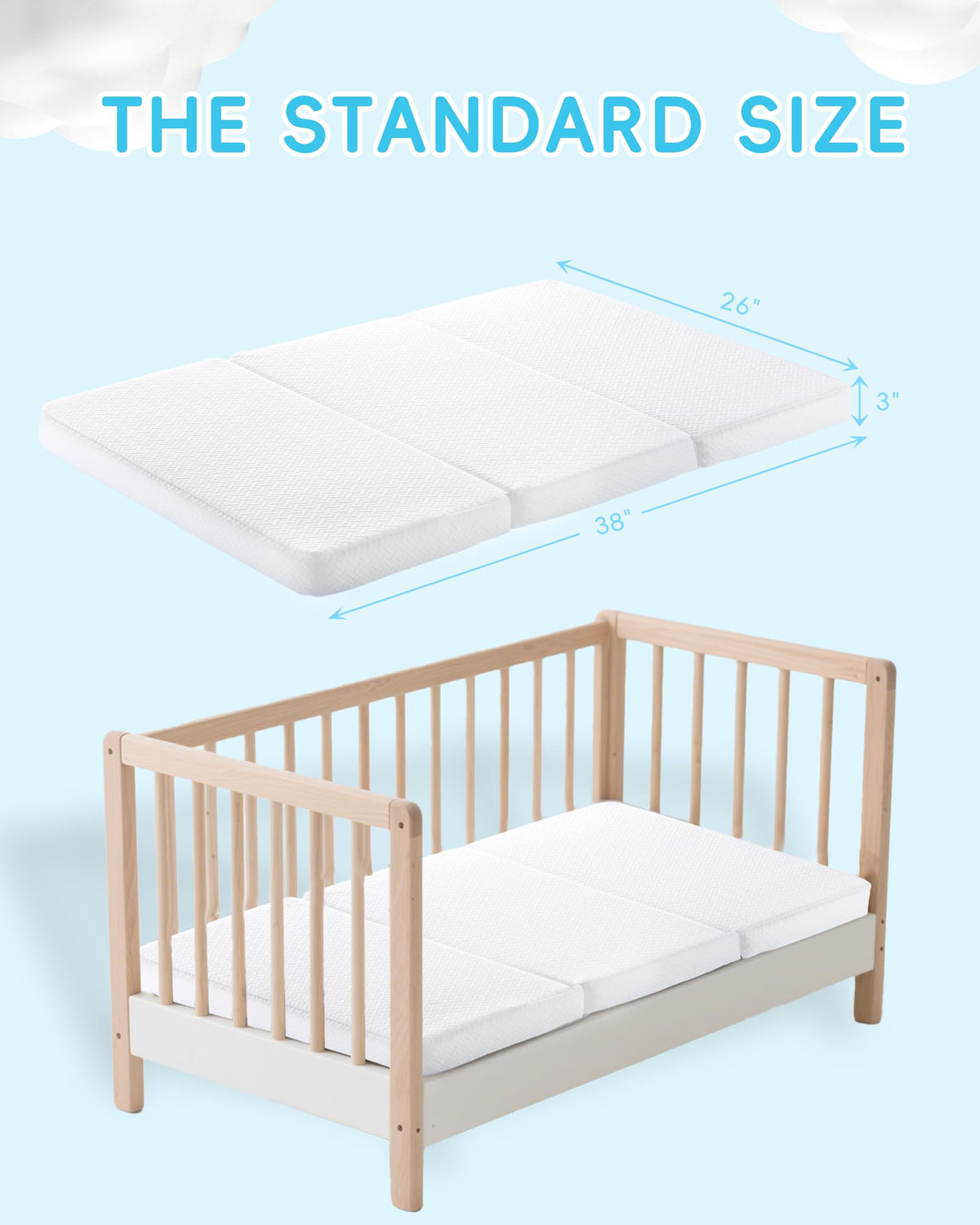 Tri-fold Portable Pack and Play Mattress with Waterproof Washable Cover Z5170
