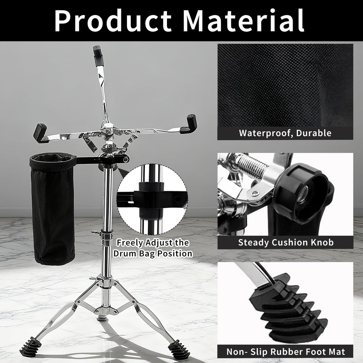 Adjustable Snare Drum Stand with Sticks Holder Q64641