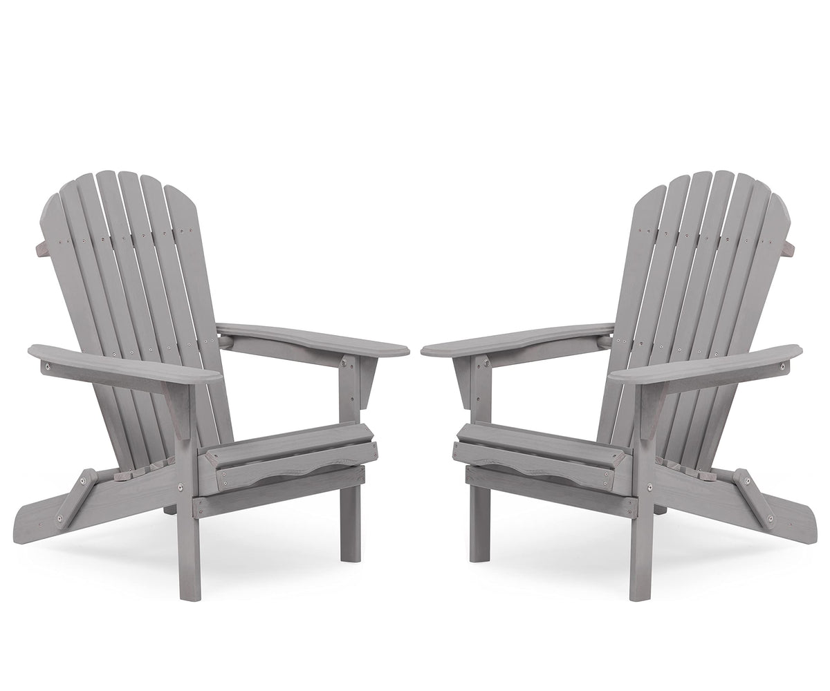 Wooden Folding Adirondack Chair Set of 2 Solid Cedar Q8420