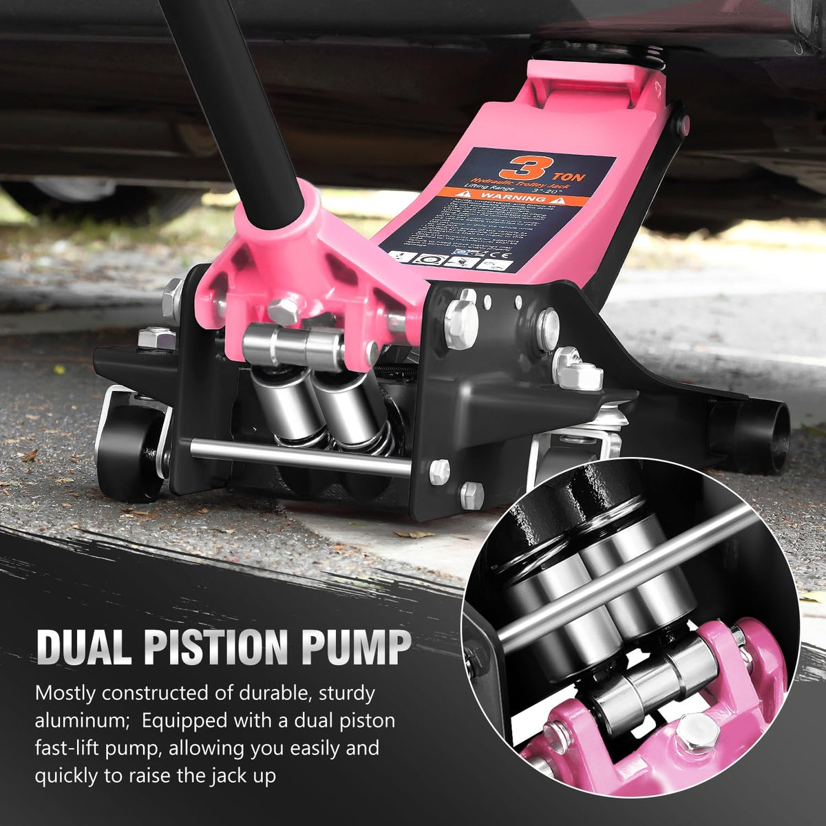 Low Profile Hydraulic Trolley Floor Jack 3 Ton Pink K422