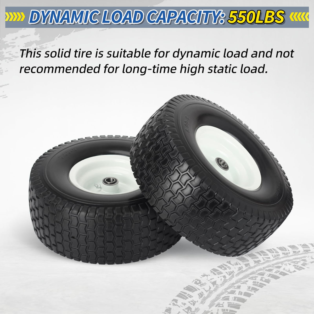 15x6.00-6 Flat Free Lawn Mower Tire and Wheel, 2 Pack W306656