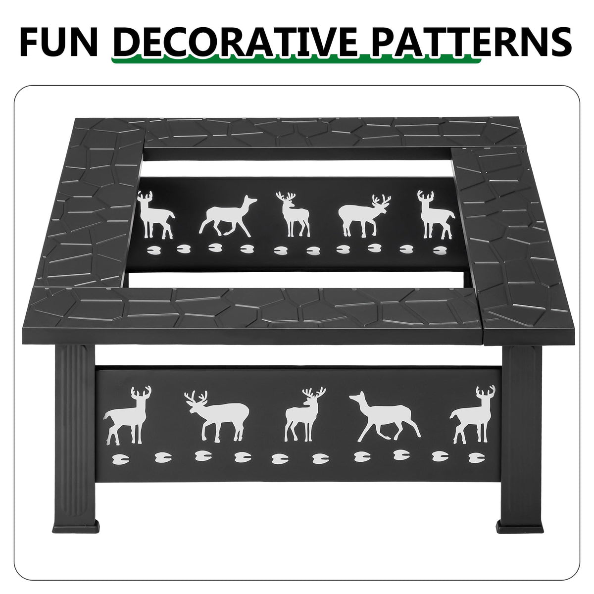 32 Inch Black Wrought Iron Wood Burning Fire Pit P7941