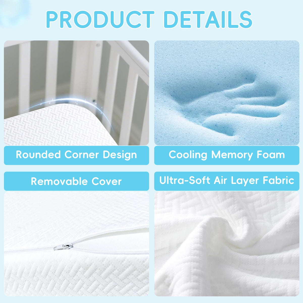 Tri-fold Portable Pack and Play Mattress with Waterproof Washable Cover Z5170