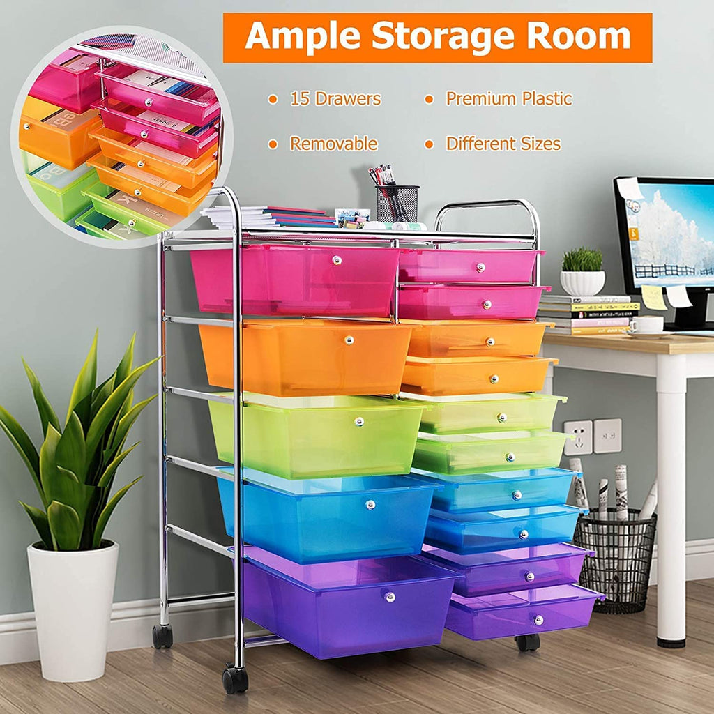15 Drawer Rolling Storage Cart with Wheels G613