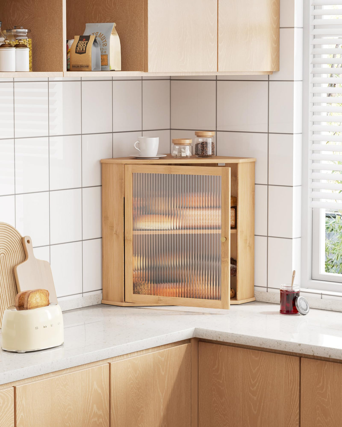 Wooden Corner Bread Box S870448