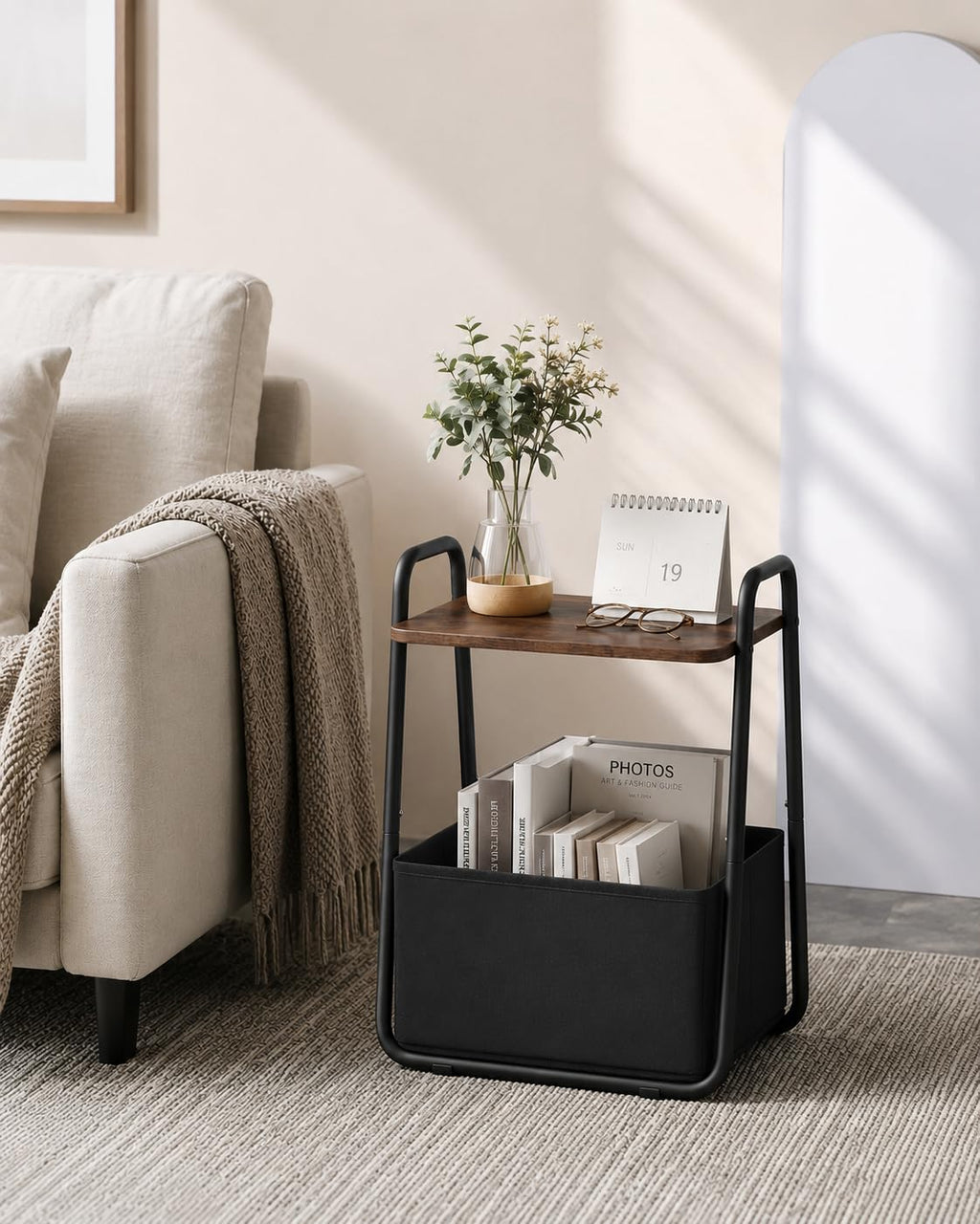 Small Storage Side Table with Metal Frame O82460