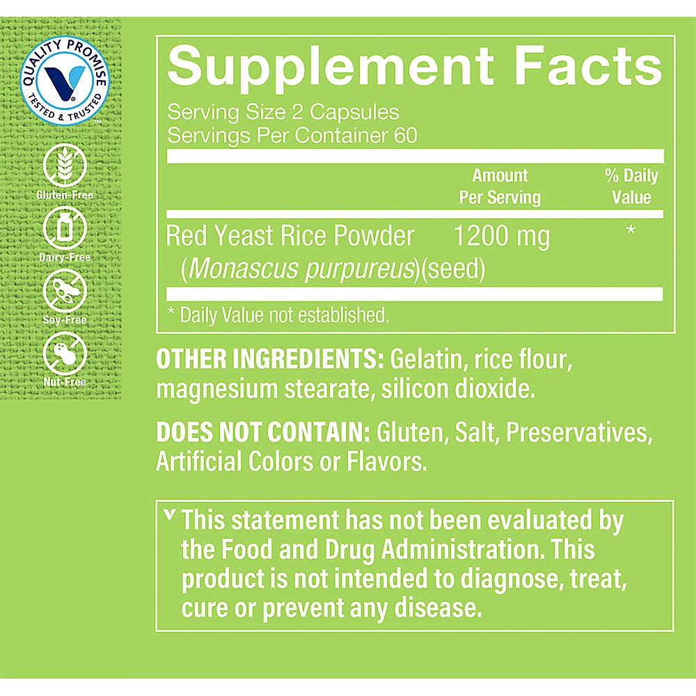 Red Yeast Rice 1200 MG 120 Capsules I872