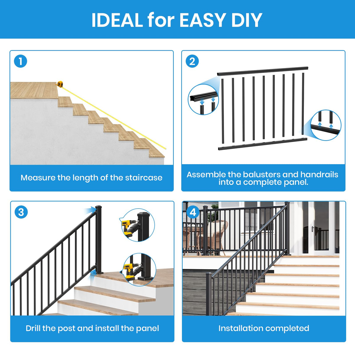 Black Aluminum Deck Railing Kit L157587