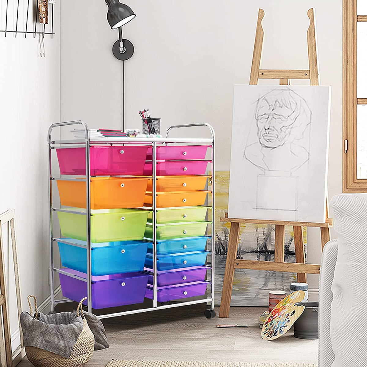 15 Drawer Rolling Storage Cart with Wheels G613