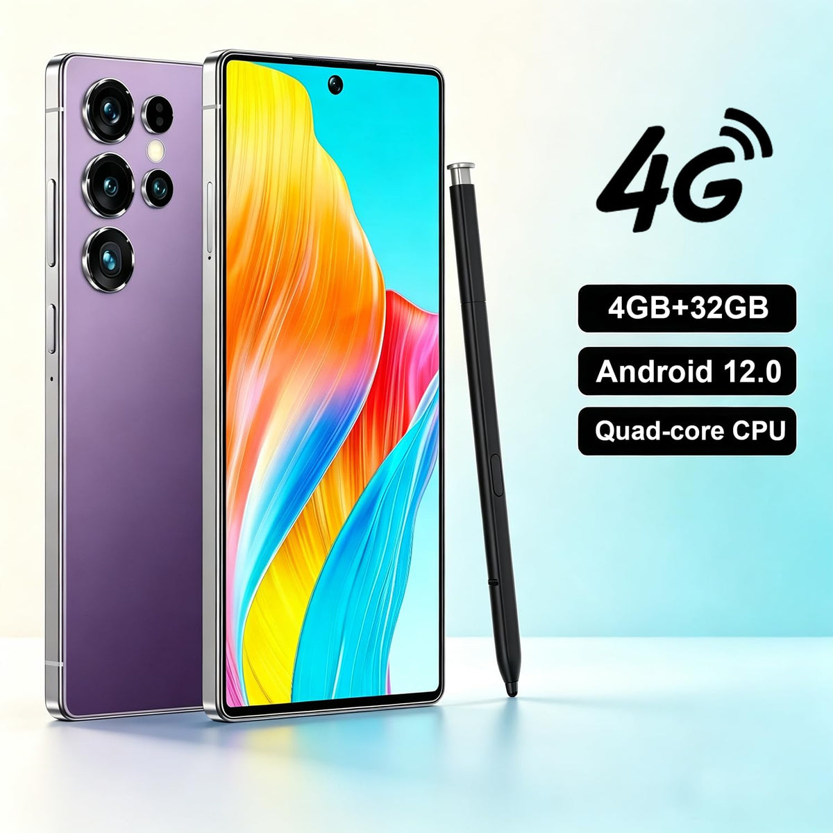 Unlocked 4G Smartphone 6.6" HD+ Display 4GB+32GB Android 12 Dual SIM Black T8137