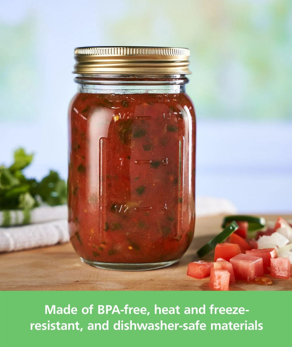 16 oz Regular Mouth Glass Canning Jars with Lids and Rings, 12-Pack K48991