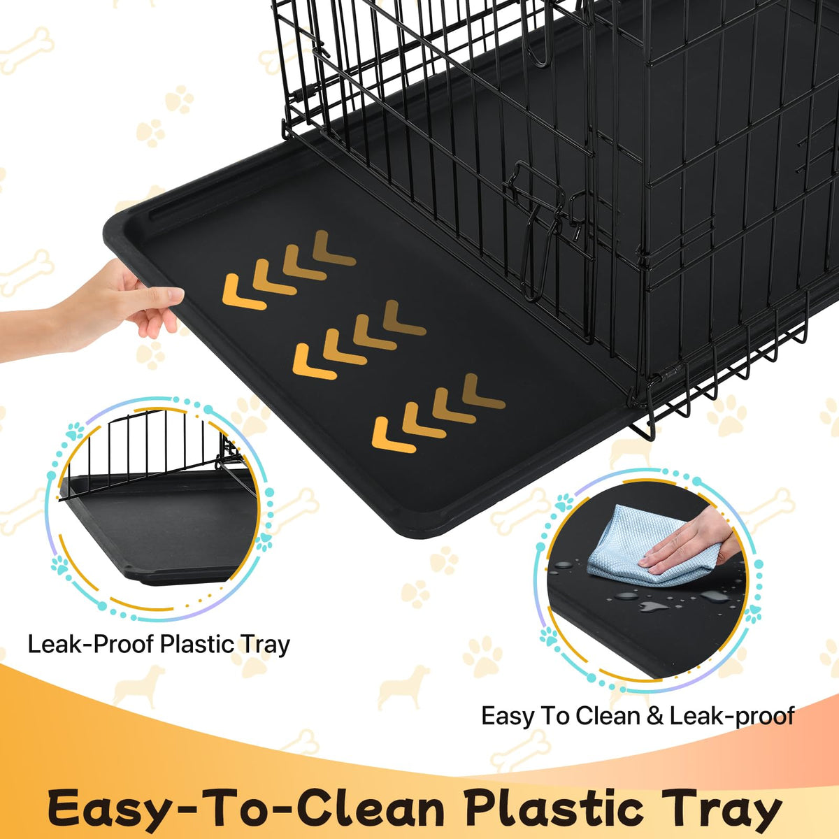 48 Inch Folding Metal Wire Dog Crate with Divider Panel & Removable Tray N3807