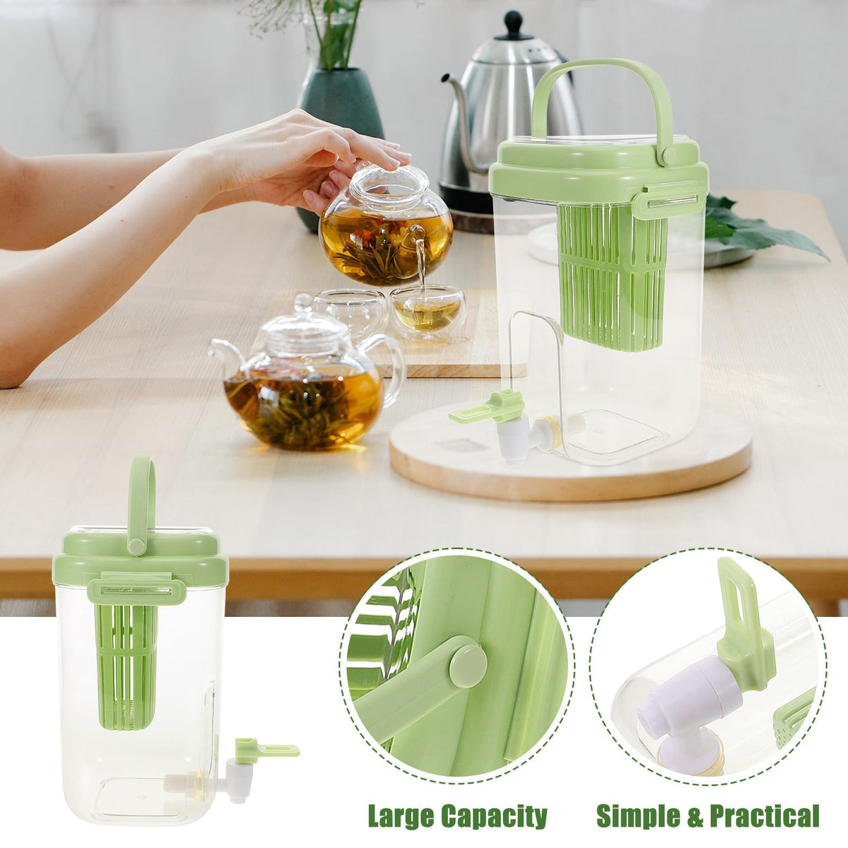 Green 2L Drink Dispenser with Faucet Q264