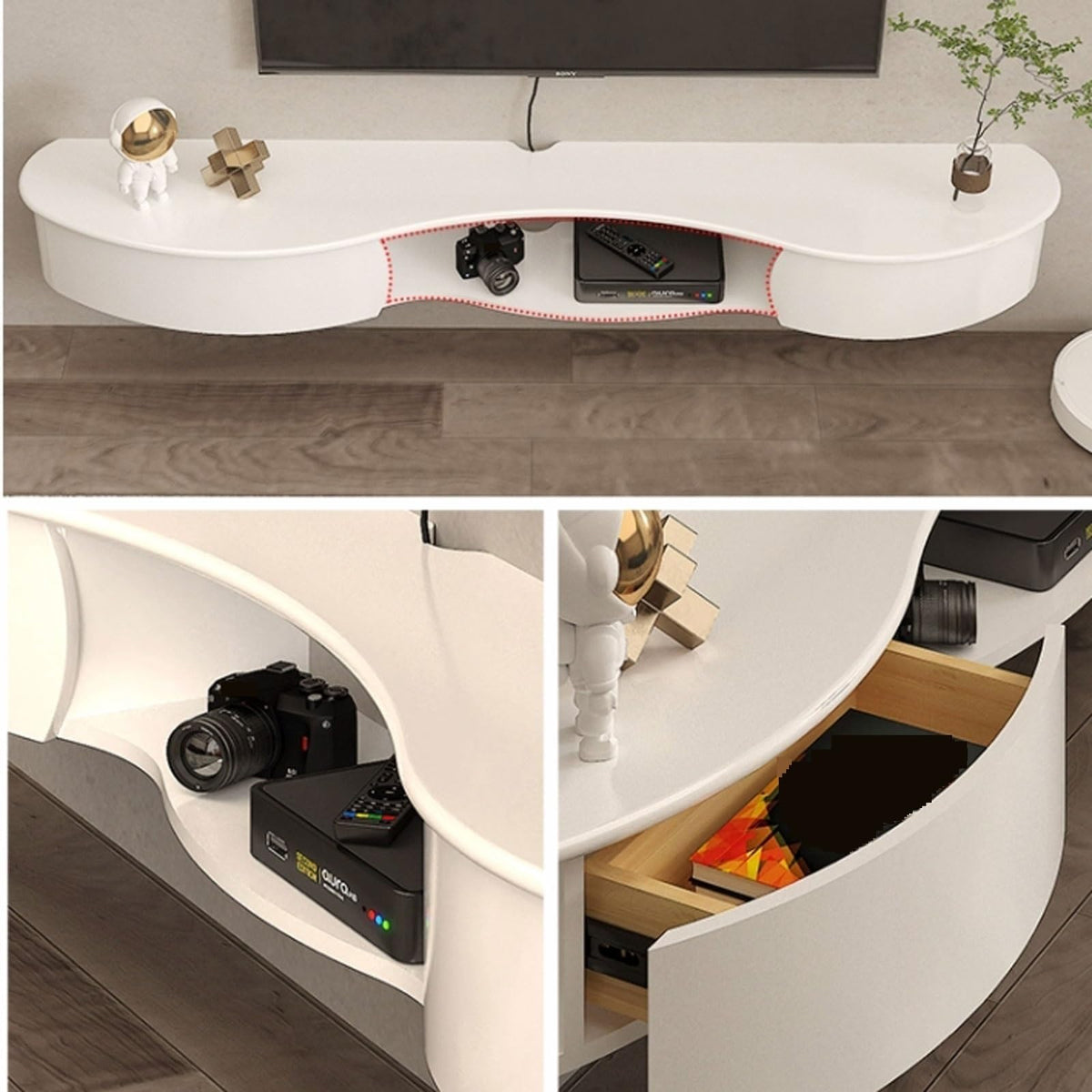 67'' Wall Mounted TV Stand with Drawers and Open Storage Shelf I429532