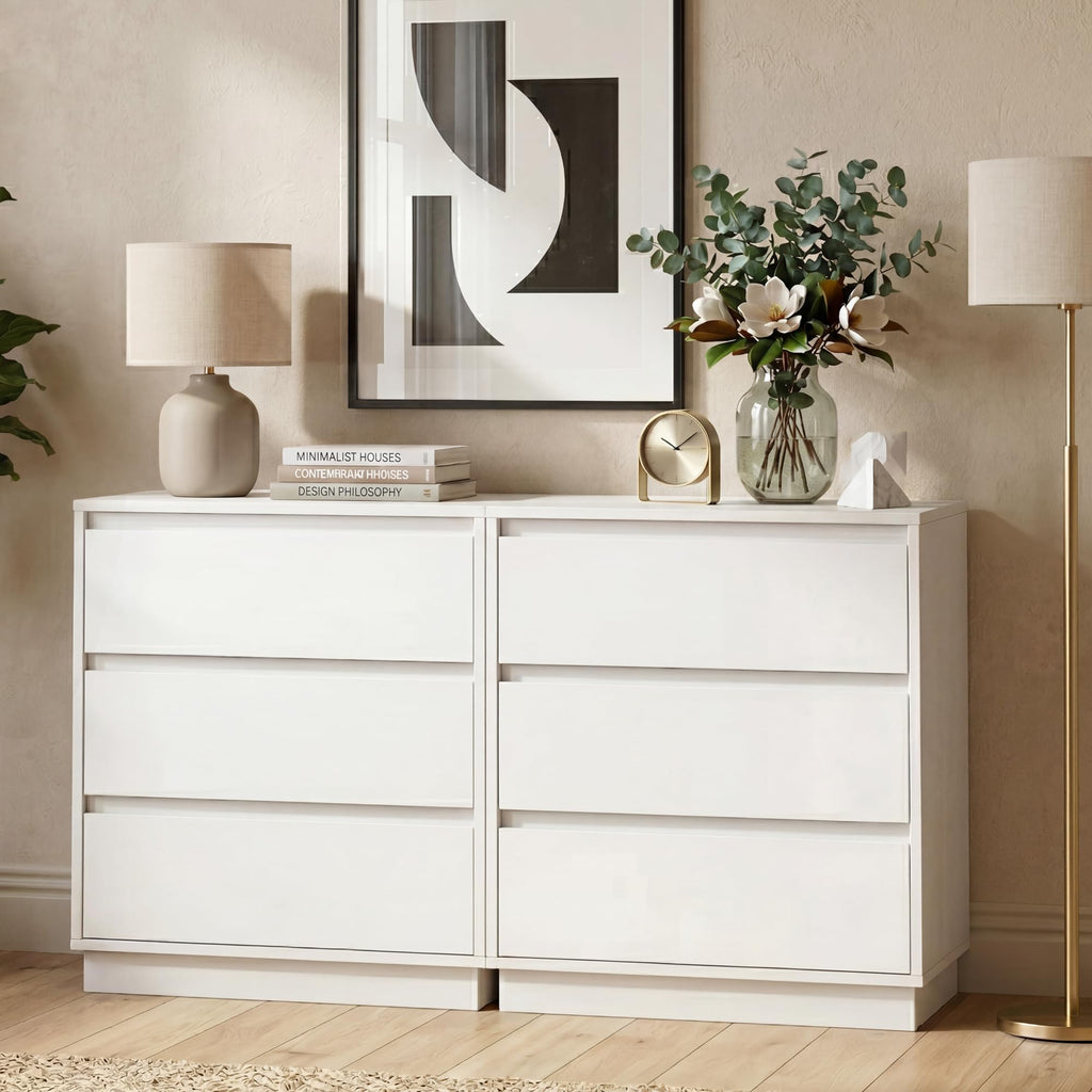 White 3 Drawer Nightstand K83609