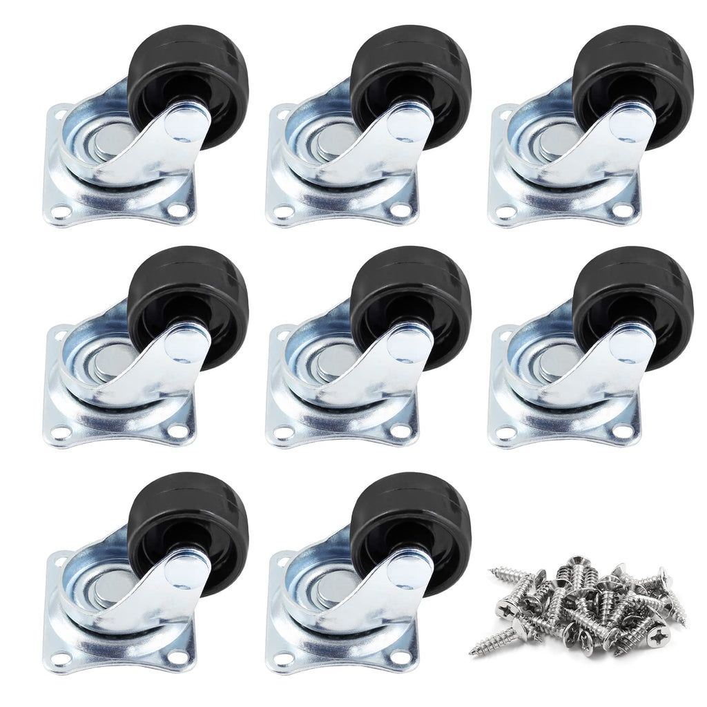 1 inch Swivel Caster Wheels Rubber Base, 8pcs W31422