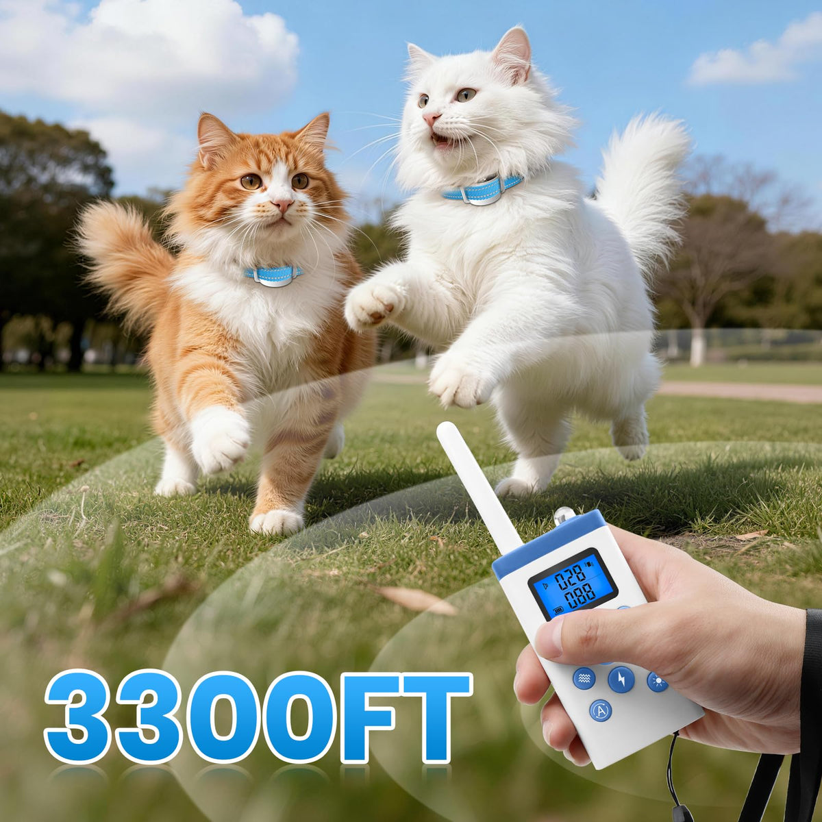 Lightweight Cat Training Collar with Remote, 4 Modes, IP67 Waterproof, Rechargeable W14084