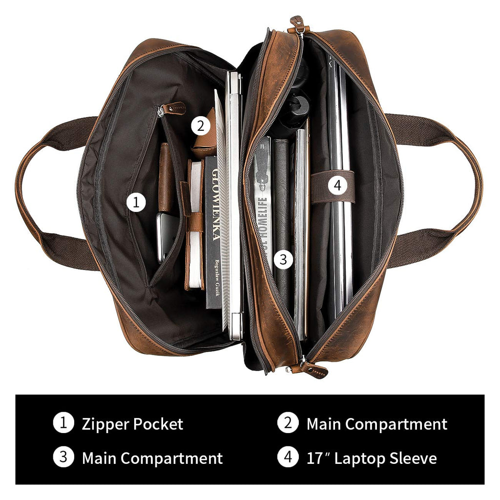 Leather 16" Laptop Briefcase with Luggage Strap C194178