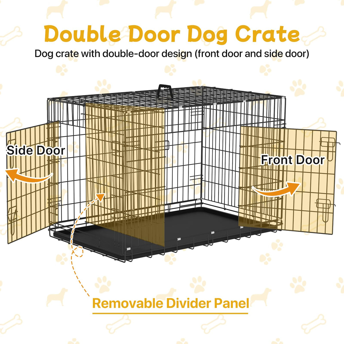 48 Inch Folding Metal Wire Dog Crate with Divider Panel & Removable Tray N3807