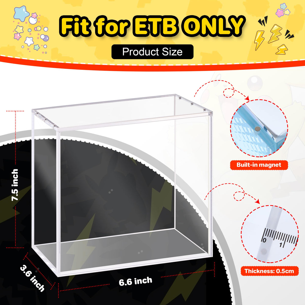 2 PCS 5mm Clear Acrylic Display Case P45226