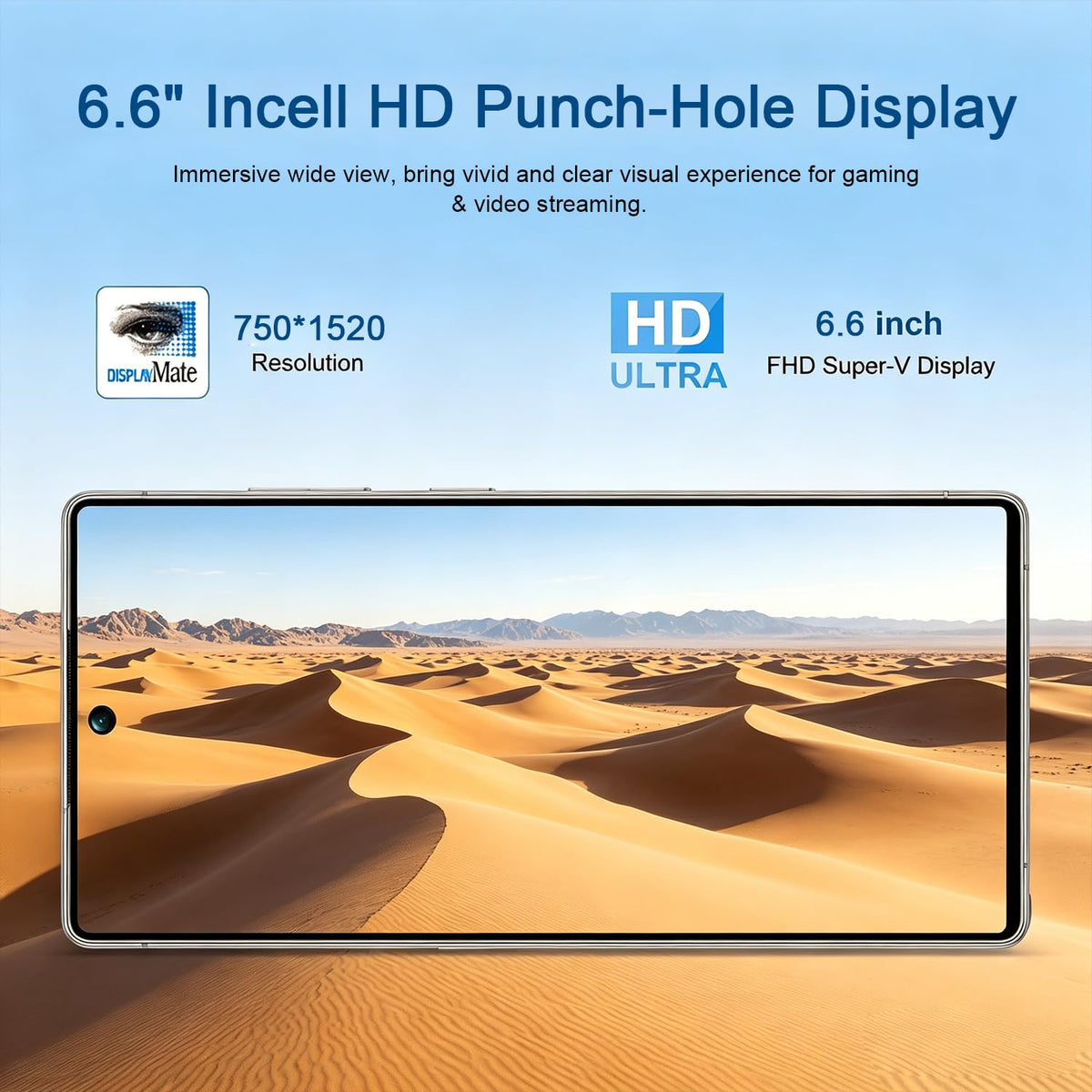 Unlocked 4G Smartphone 6.6" HD+ Display 4GB+32GB Android 12 Dual SIM Black T8137
