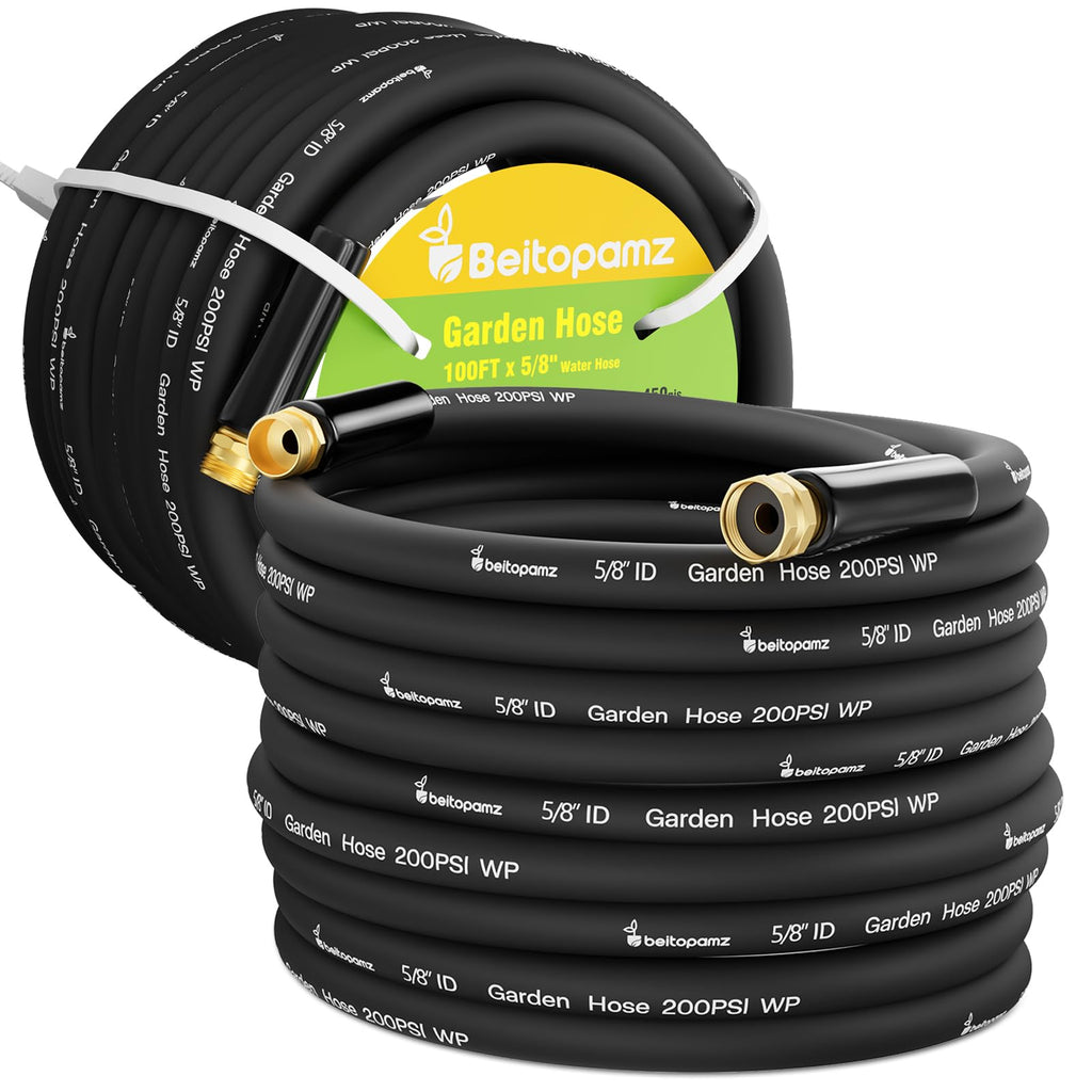 100 ft 5/8 in Heavy Duty Flexible Rubber Hybrid Garden Hose J640