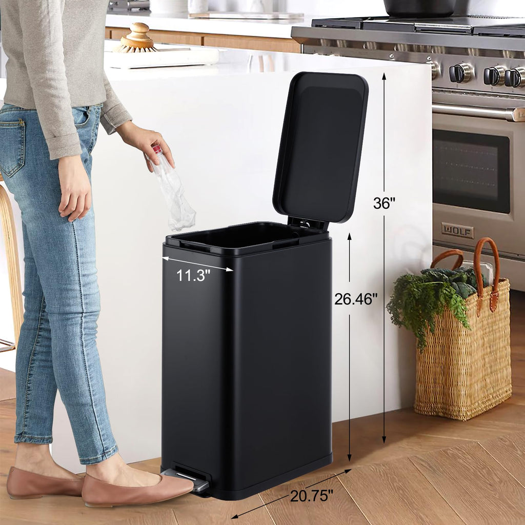 50L Slim Stainless Steel Trash Can with Lid H7449
