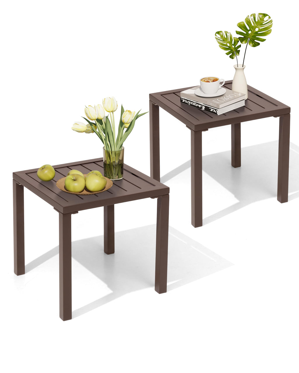 Aluminum Outdoor Side Table Set of 2 H7553