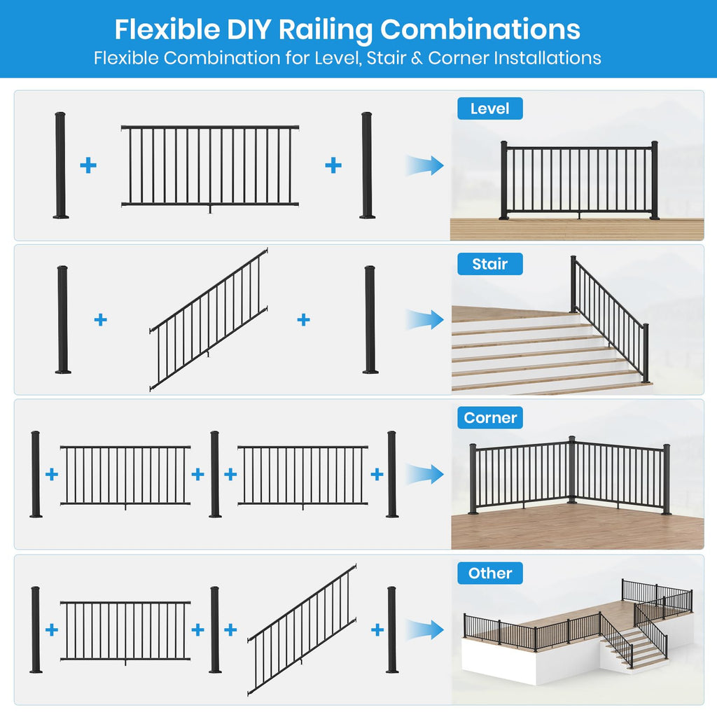 Black Aluminum Deck Railing Kit L157587