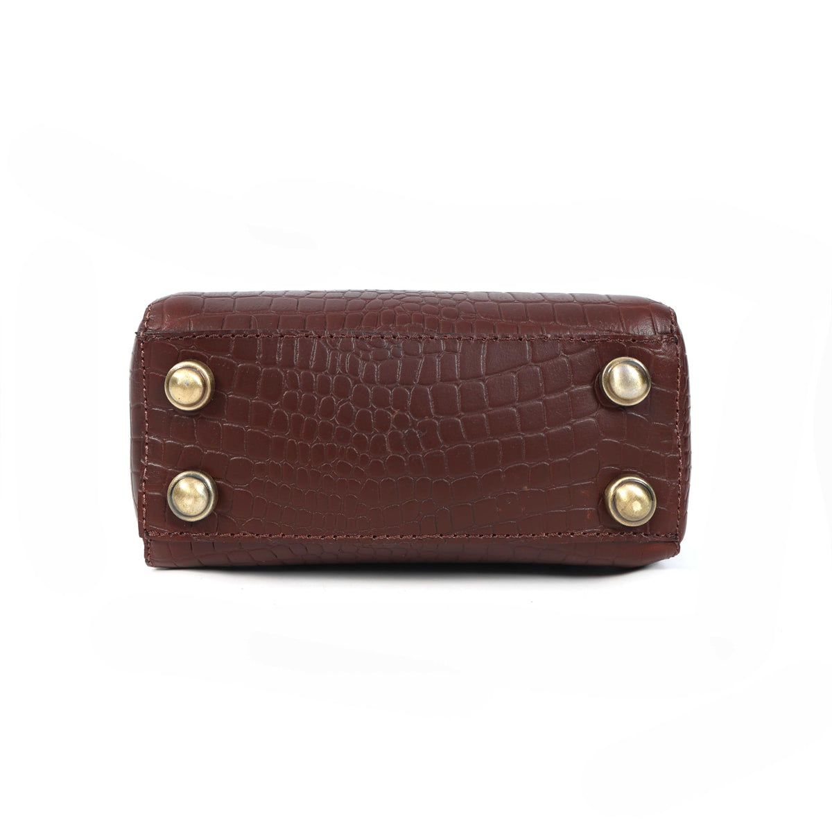 Tan Croc-Embossed Leather Mini Tote Crossbody Bag I9785