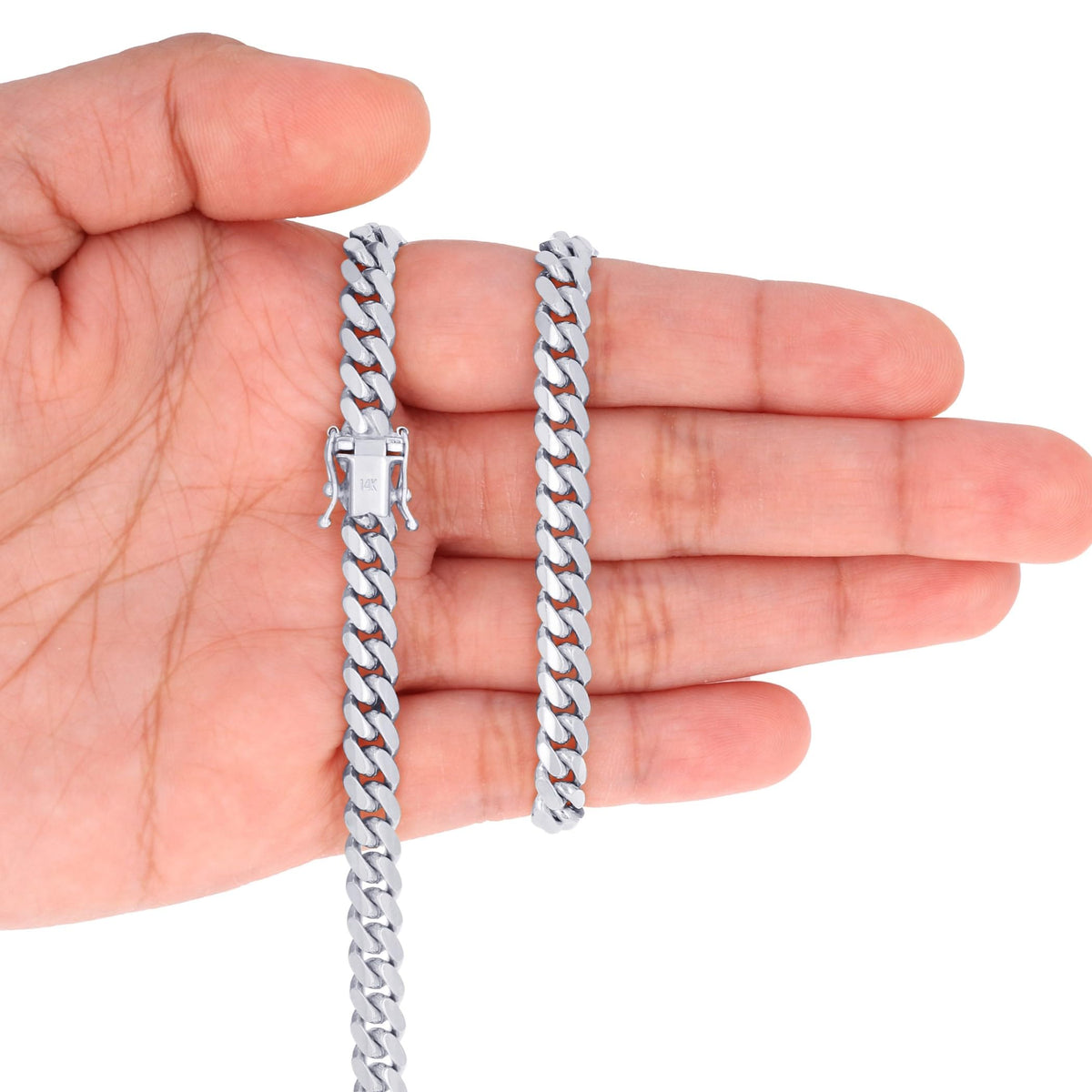 14k White Gold 6mm Chain Necklace A7658